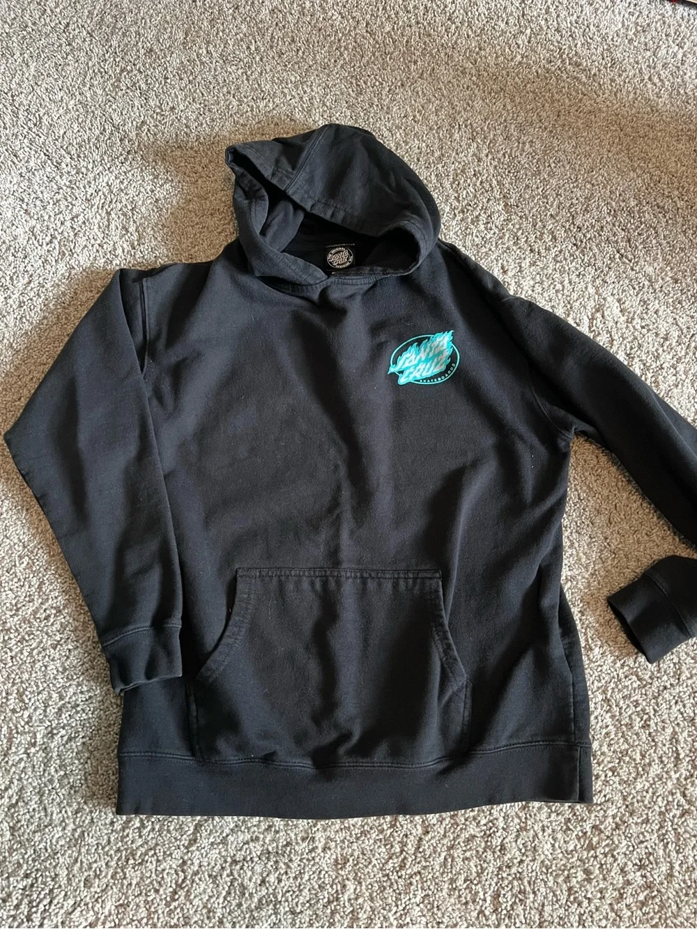Santa Cruz Skateboards Black Hoodie with Teal Logo